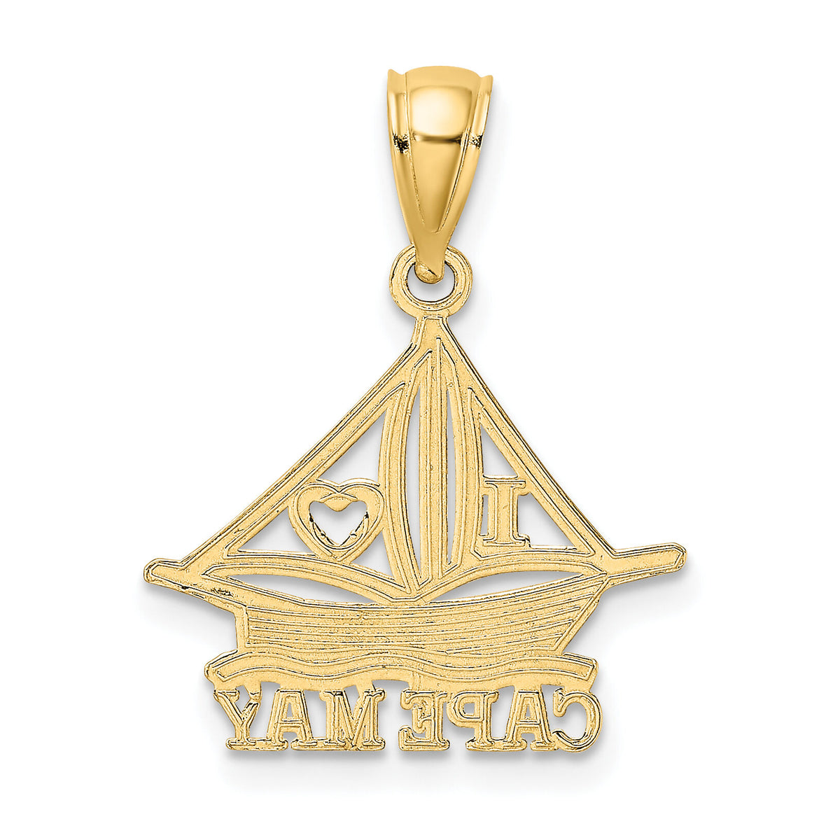 14K I HEART CAPE MAY w/ Cut-Out Boat Charm-K8225