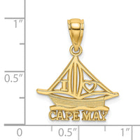 14K I HEART CAPE MAY w/ Cut-Out Boat Charm-K8225
