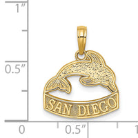 14K SAN DIEGO Banner Dolphins Charm-K8243