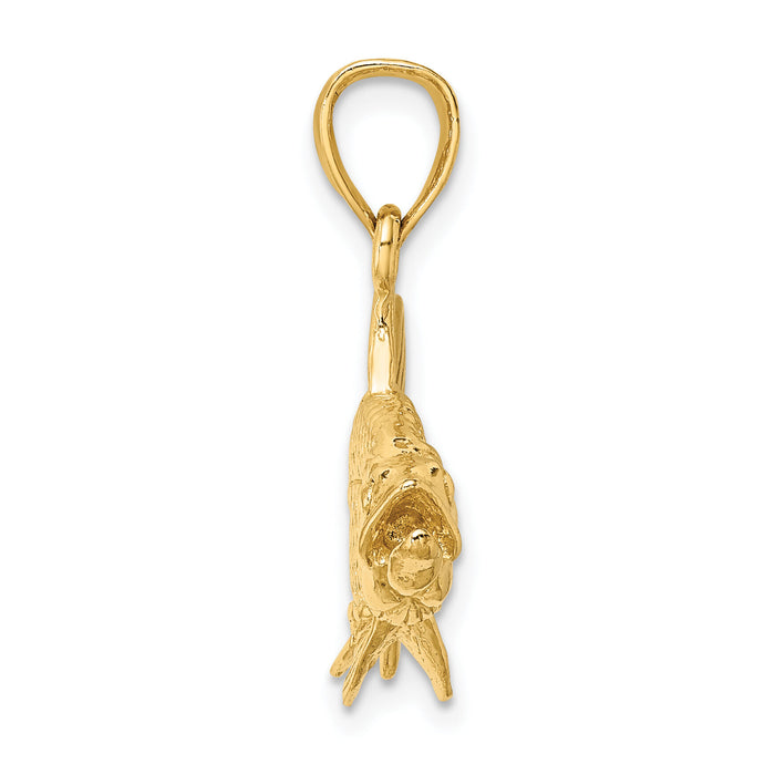 14K 3-D Textured Oxeye Tarpon Fish Charm-K8249