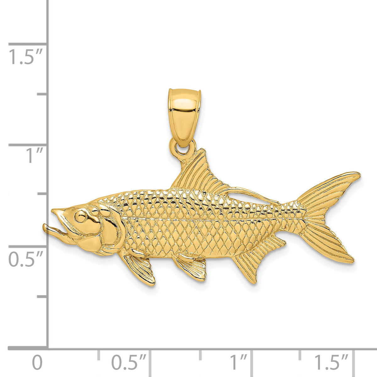 14K 3-D Textured Oxeye Tarpon Fish Charm-K8249