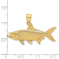 14K 3-D Textured Oxeye Tarpon Fish Charm-K8249