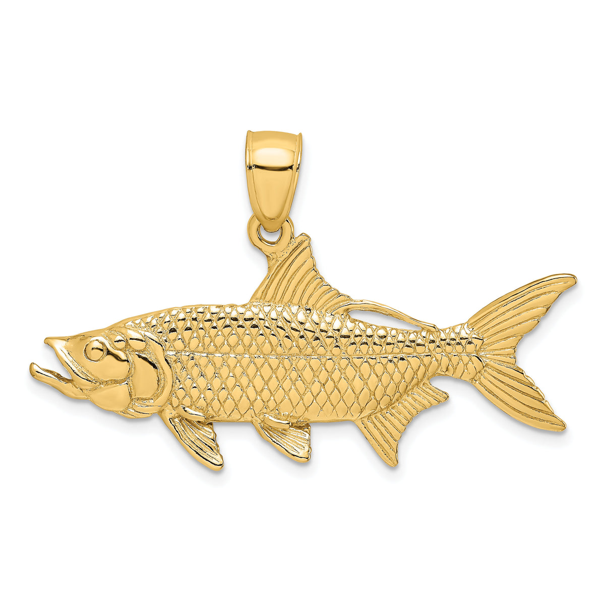 14K 3-D Textured Oxeye Tarpon Fish Charm-K8249