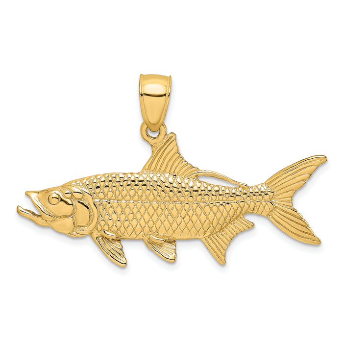14K 3-D Textured Oxeye Tarpon Fish Charm-K8249