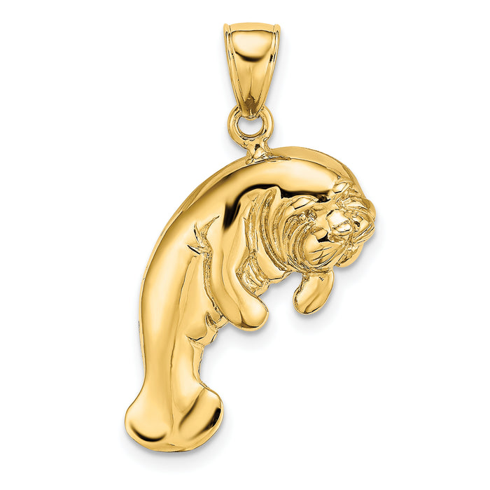 14K 2-D Polished Manatee Charm-K8250