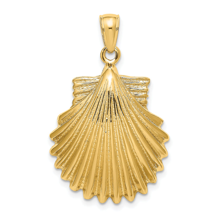 14K Polished Scallop Shell Charm-K8252