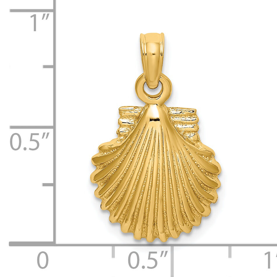 14K Polished Scallop Shell Charm-K8253