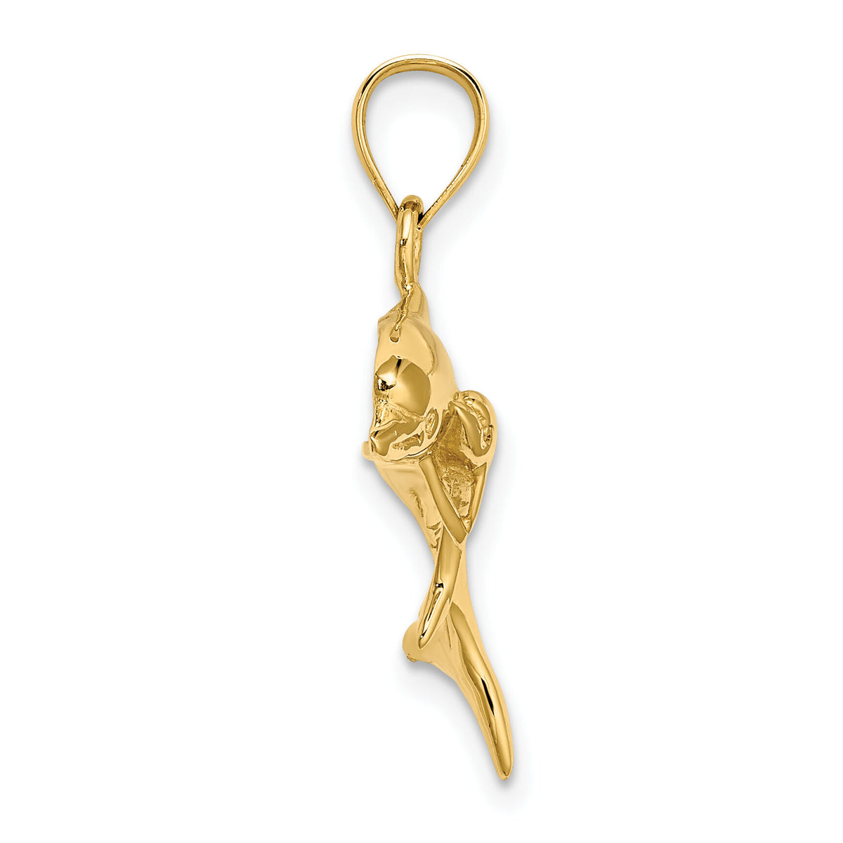 14K Polished Dolphin  and Baby Charm-K8254