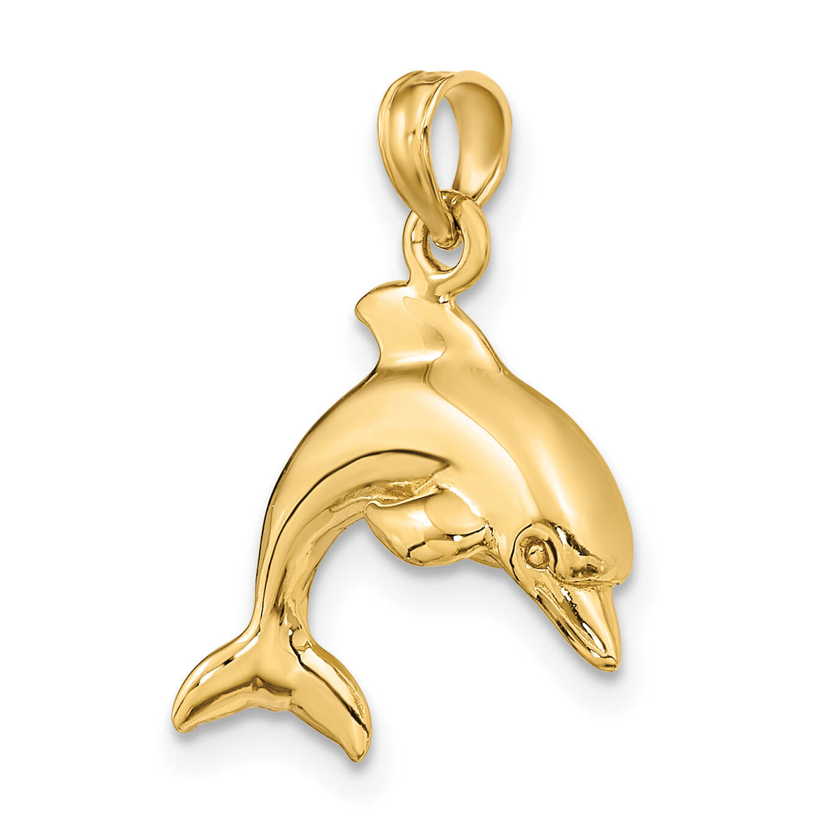 14K 3-D Dolphin Jumping Charm-K8255