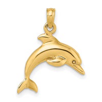 14K 3-D Dolphin Jumping Charm-K8255