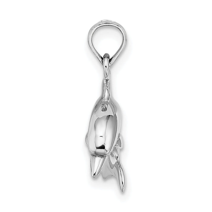14K White Gold 3-D Dolphin Jumping Charm-K8255W
