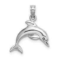 14K White Gold 3-D Dolphin Jumping Charm-K8255W