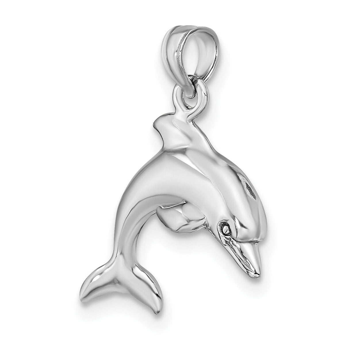 14K White Gold 3-D Dolphin Jumping Charm-K8255W