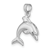 14K White Gold 3-D Dolphin Jumping Charm-K8255W