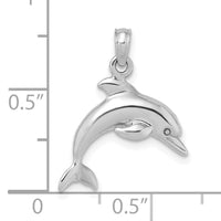 14K White Gold 3-D Dolphin Jumping Charm-K8255W