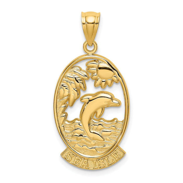 14K SEA ISLE w/ Dolphin Sunset Scene Charm-K8260