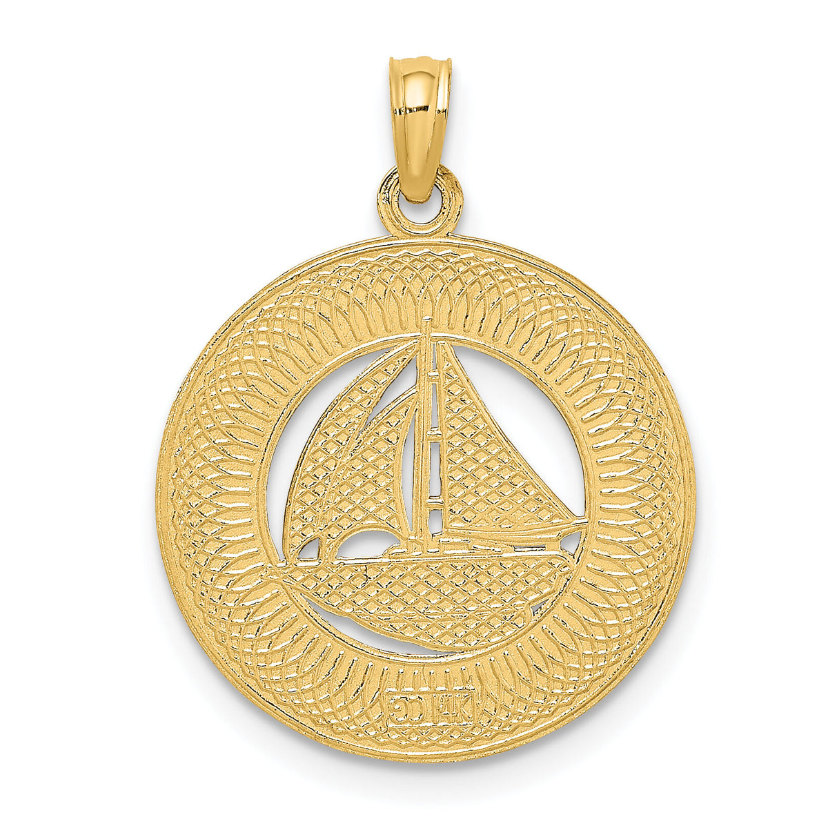 14K KEY WEST Sailboat Circle Charm-K8263