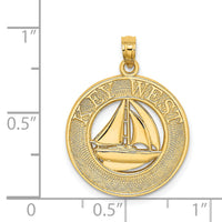 14K KEY WEST Sailboat Circle Charm-K8263