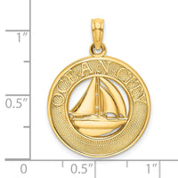 14K OCEAN CITY w/ Sailboat Charm-K8267