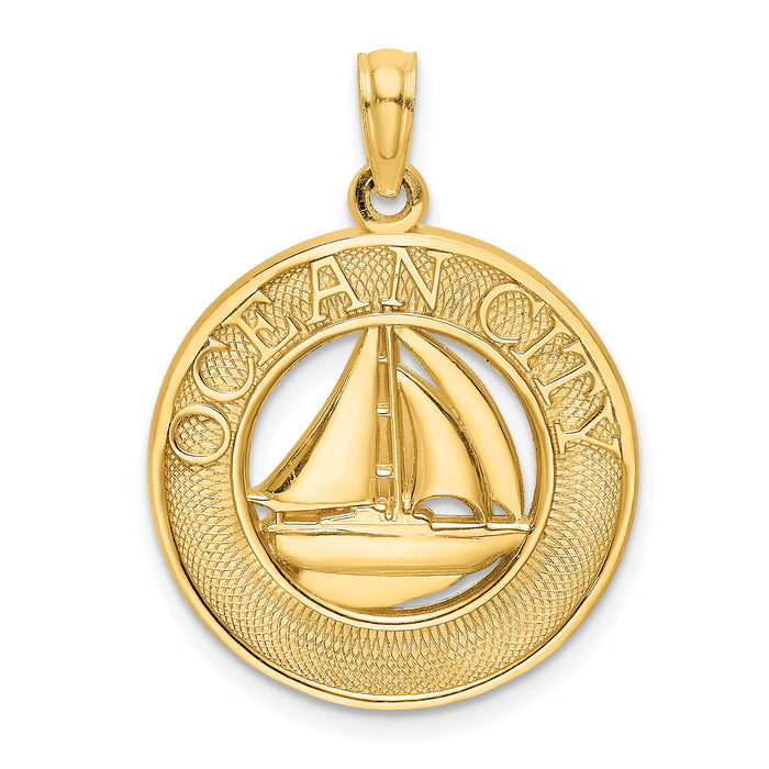 14K OCEAN CITY w/ Sailboat Charm-K8267