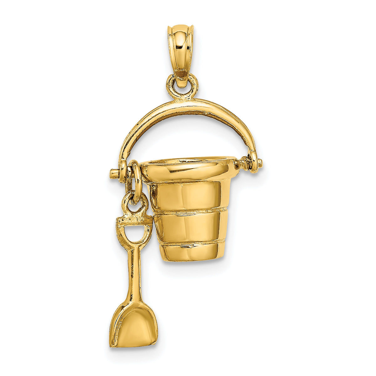 14K  3D CAPE COD Bucket w/ Shovel Charm-K8270