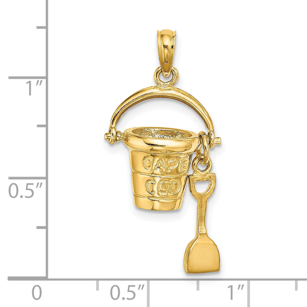 14K  3D CAPE COD Bucket w/ Shovel Charm-K8270
