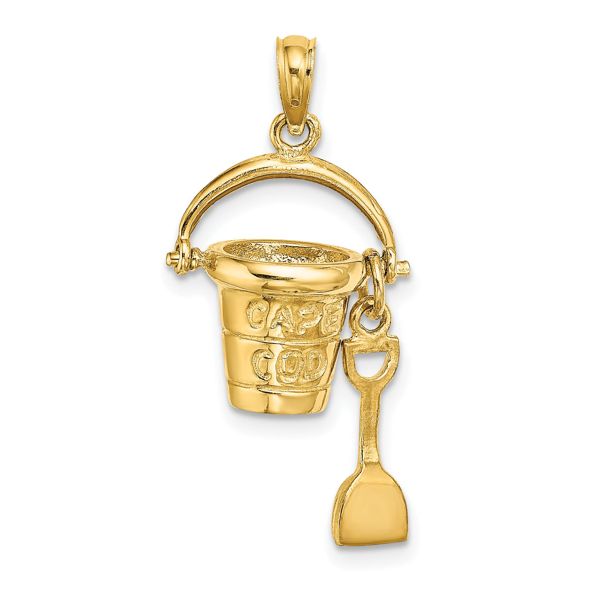 14K  3D CAPE COD Bucket w/ Shovel Charm-K8270