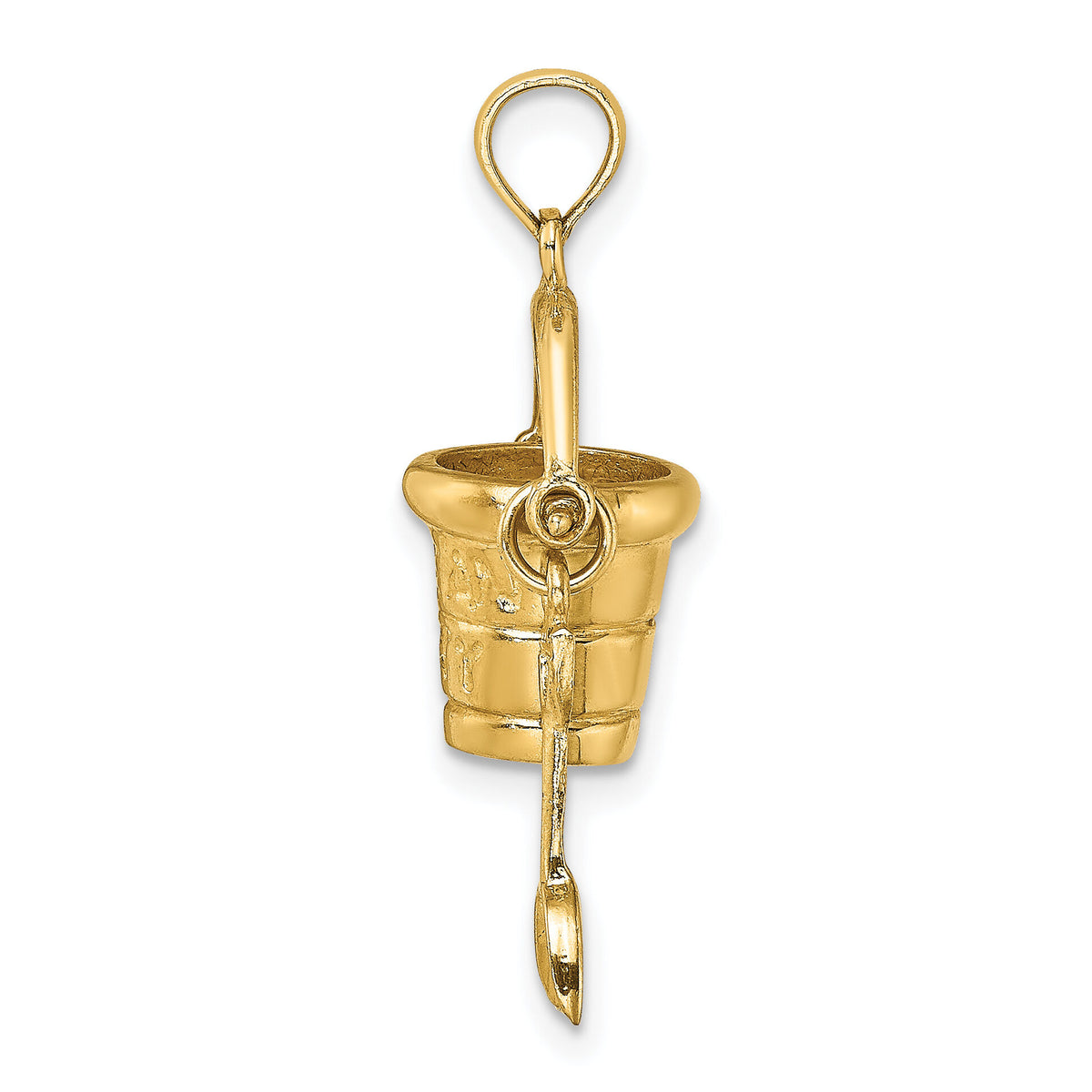 14K  3D OCEAN CITY Bucket w/Shovel Charm-K8271