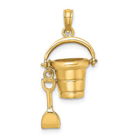 14K  3D OCEAN CITY Bucket w/Shovel Charm-K8271