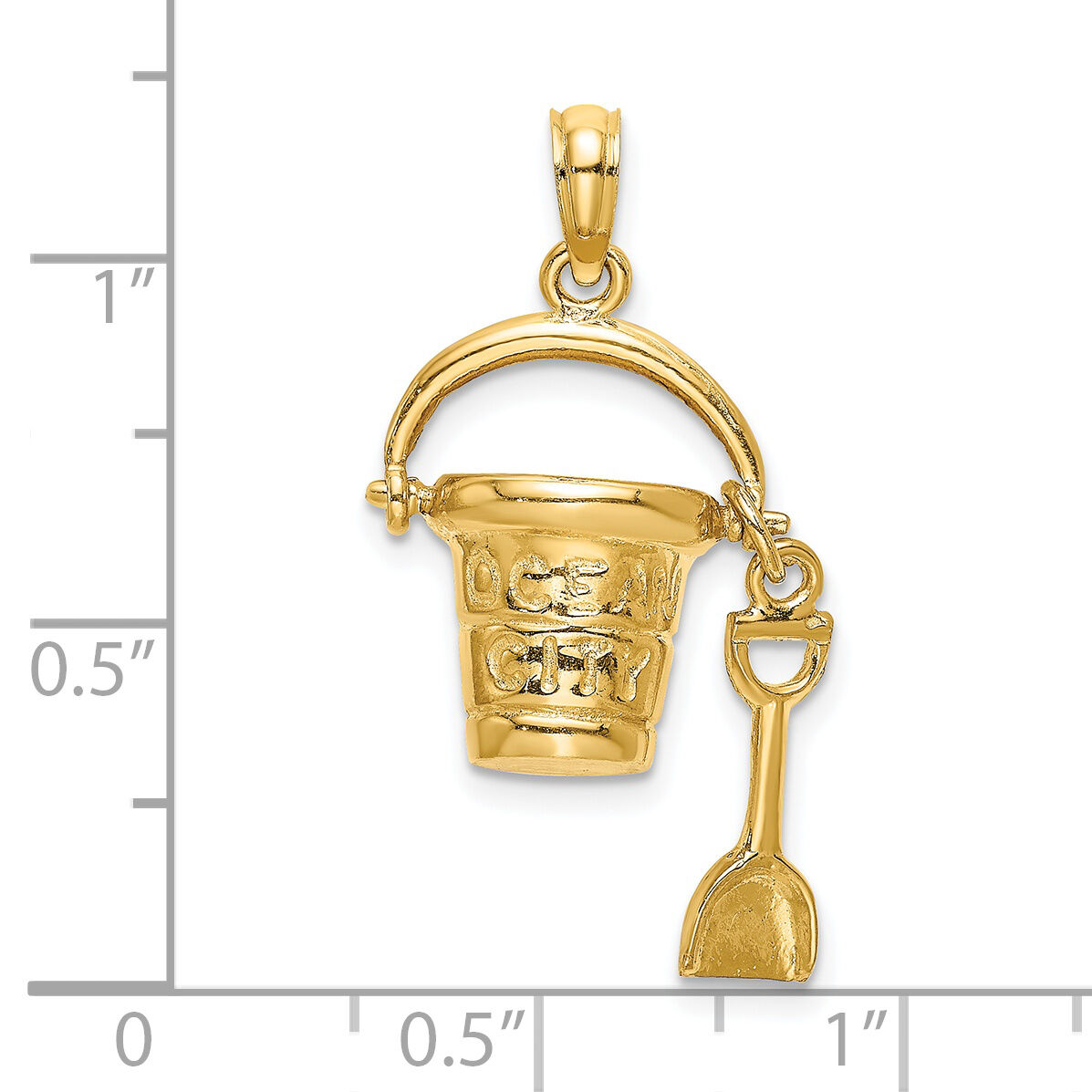 14K  3D OCEAN CITY Bucket w/Shovel Charm-K8271