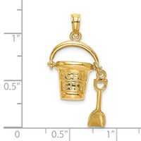 14K  3D OCEAN CITY Bucket w/Shovel Charm-K8271