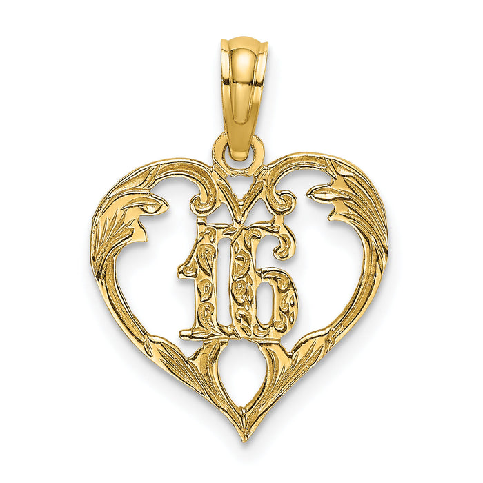 14K 16  Inside Heart Charm-K8285