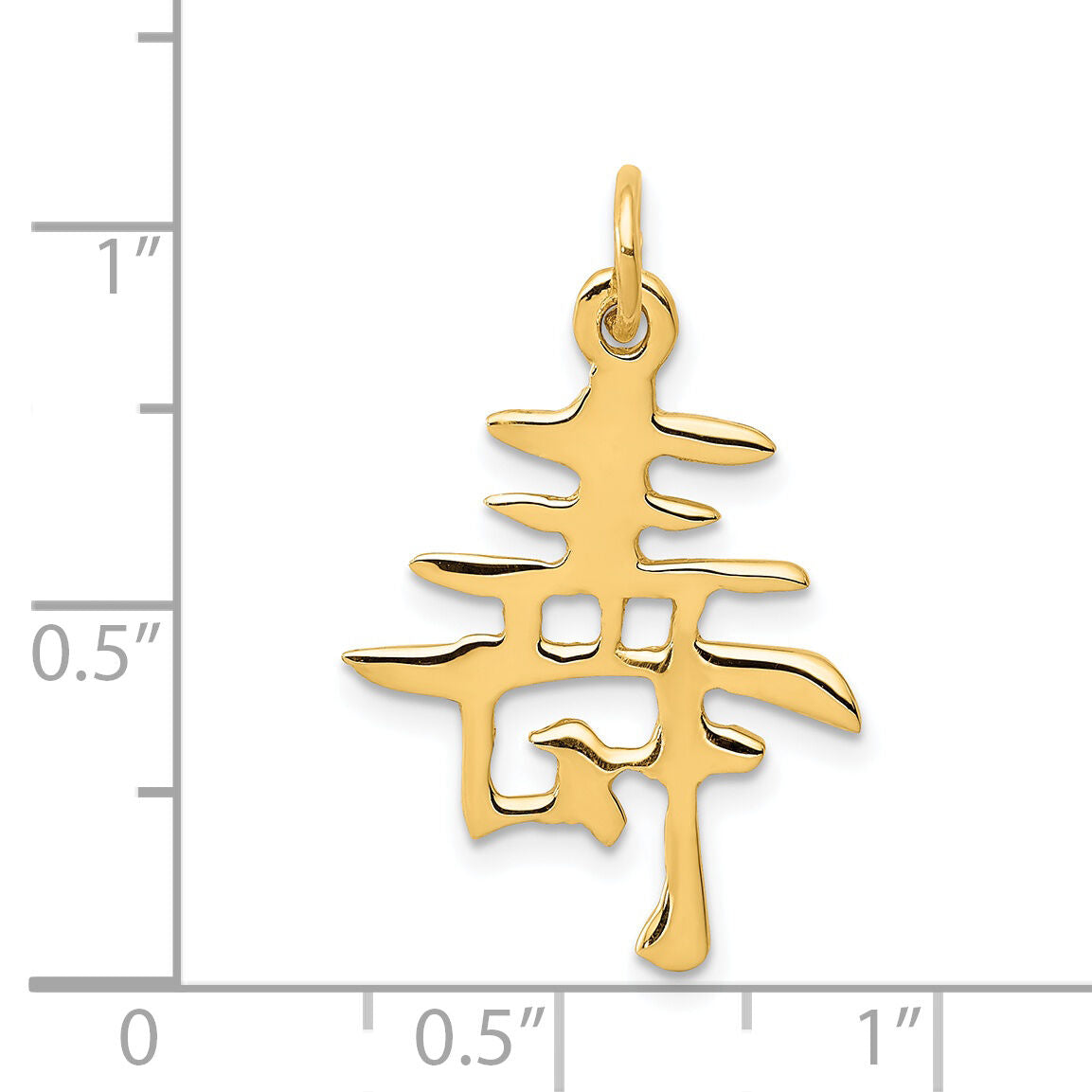 14k Solid Polished Chinese Long Life Charm-K829