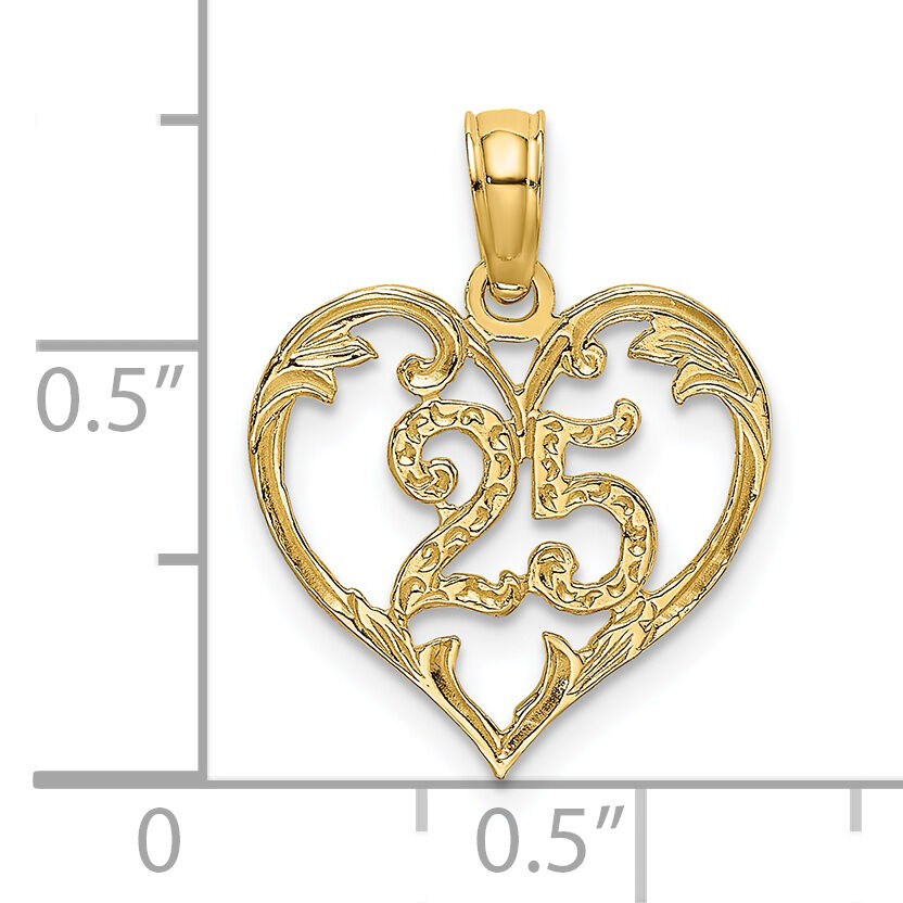 14K 25 In Heart Charm-K8290