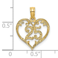 14K 25 In Heart Charm-K8290
