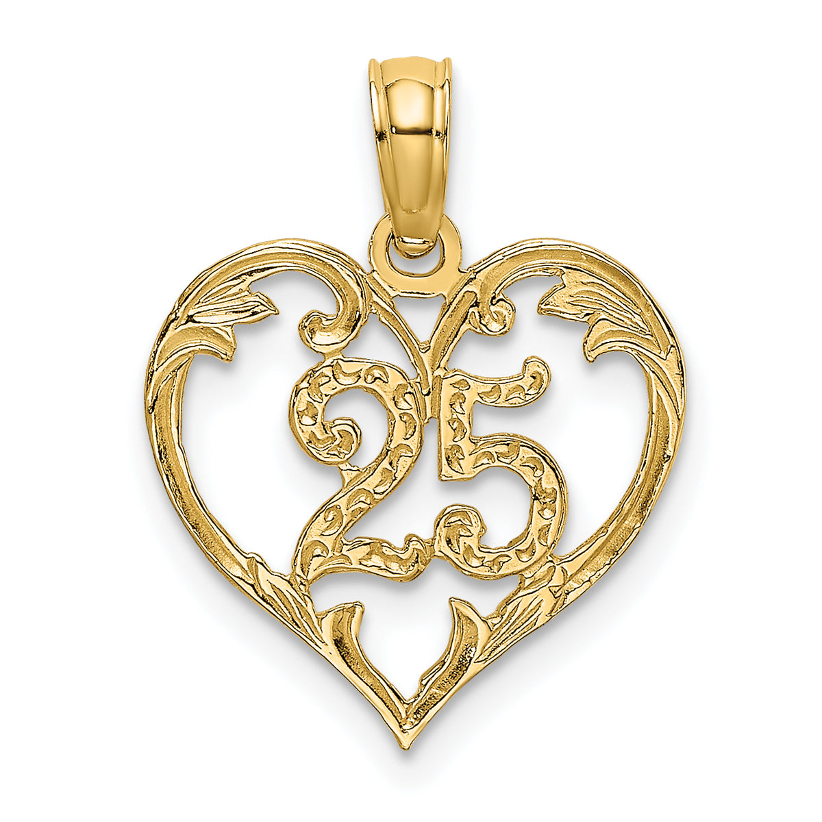 14K 25 In Heart Charm-K8290