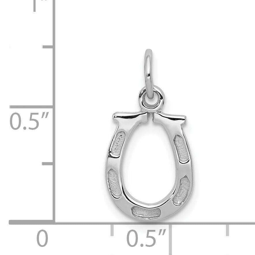 14k White Gold Solid Polished Horseshoe Charm-K831