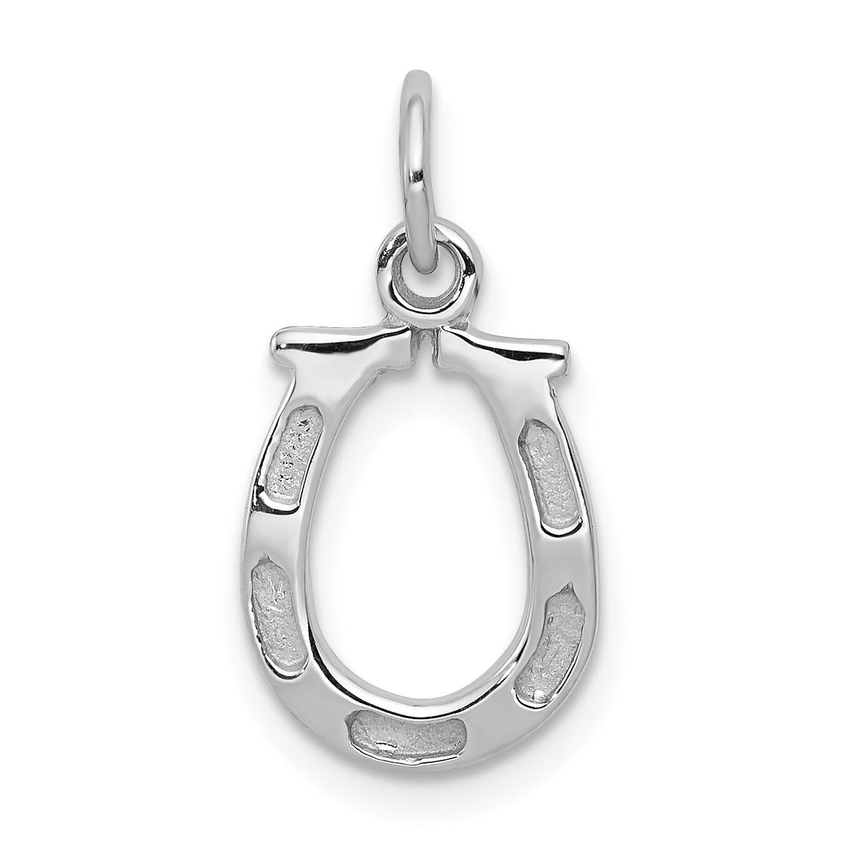 14k White Gold Solid Polished Horseshoe Charm-K831
