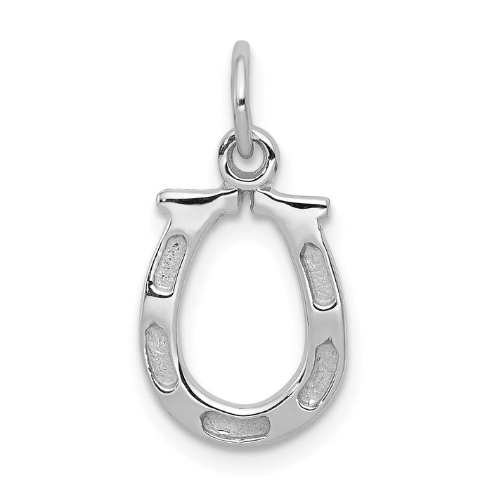 14k White Gold Solid Polished Horseshoe Charm-K831