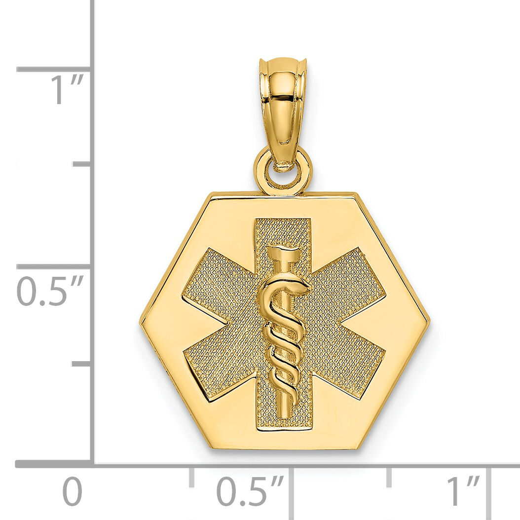 14K Caduceus Textured Back Medical Charm-K8314