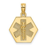 14K Caduceus Textured Back Medical Charm-K8314