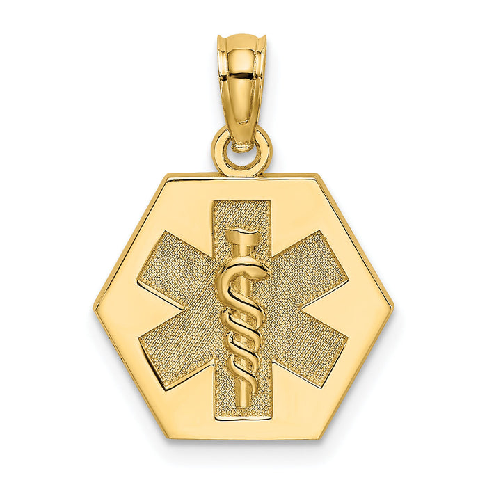 14K Caduceus Textured Back Medical Charm-K8314