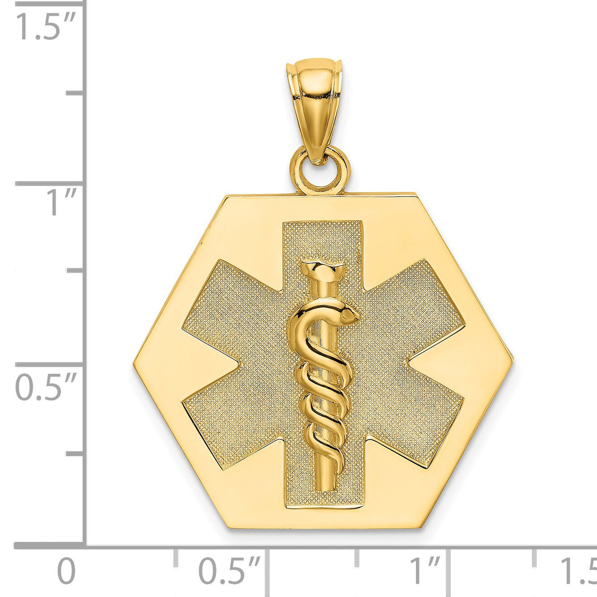14K Textured Back Caduceus Medical Disc-K8315
