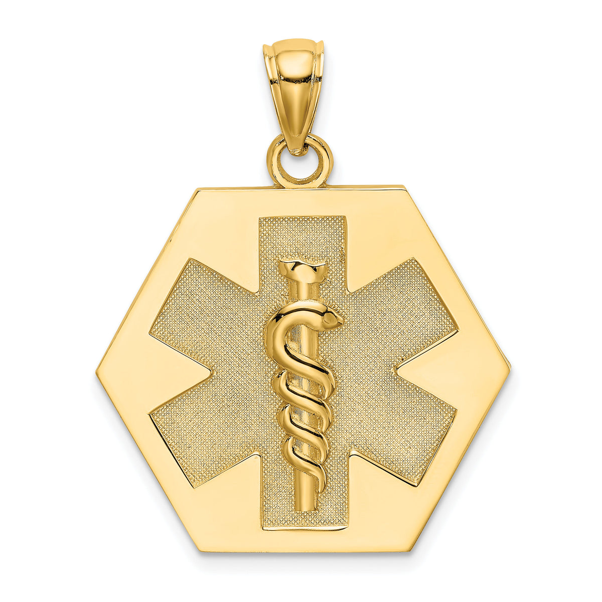 14K Textured Back Caduceus Medical Disc-K8315