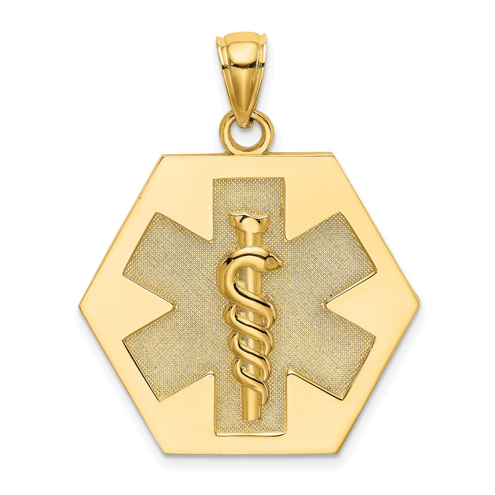 14K Textured Back Caduceus Medical Disc-K8315