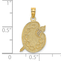 14K Engraved Textured Painters Pallet Charm-K8320