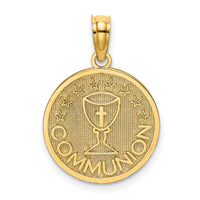 14K Textured Communion Cup on Round Disc Charm-K8322