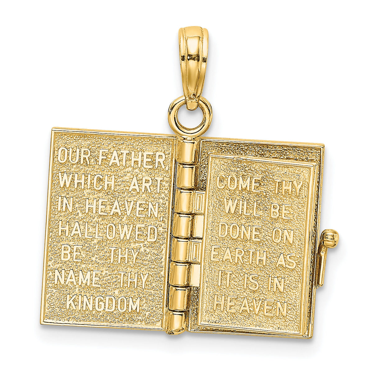 14K 3-D Moveable Pages Holy Bible w/ Lords Prayer Charm-K8323