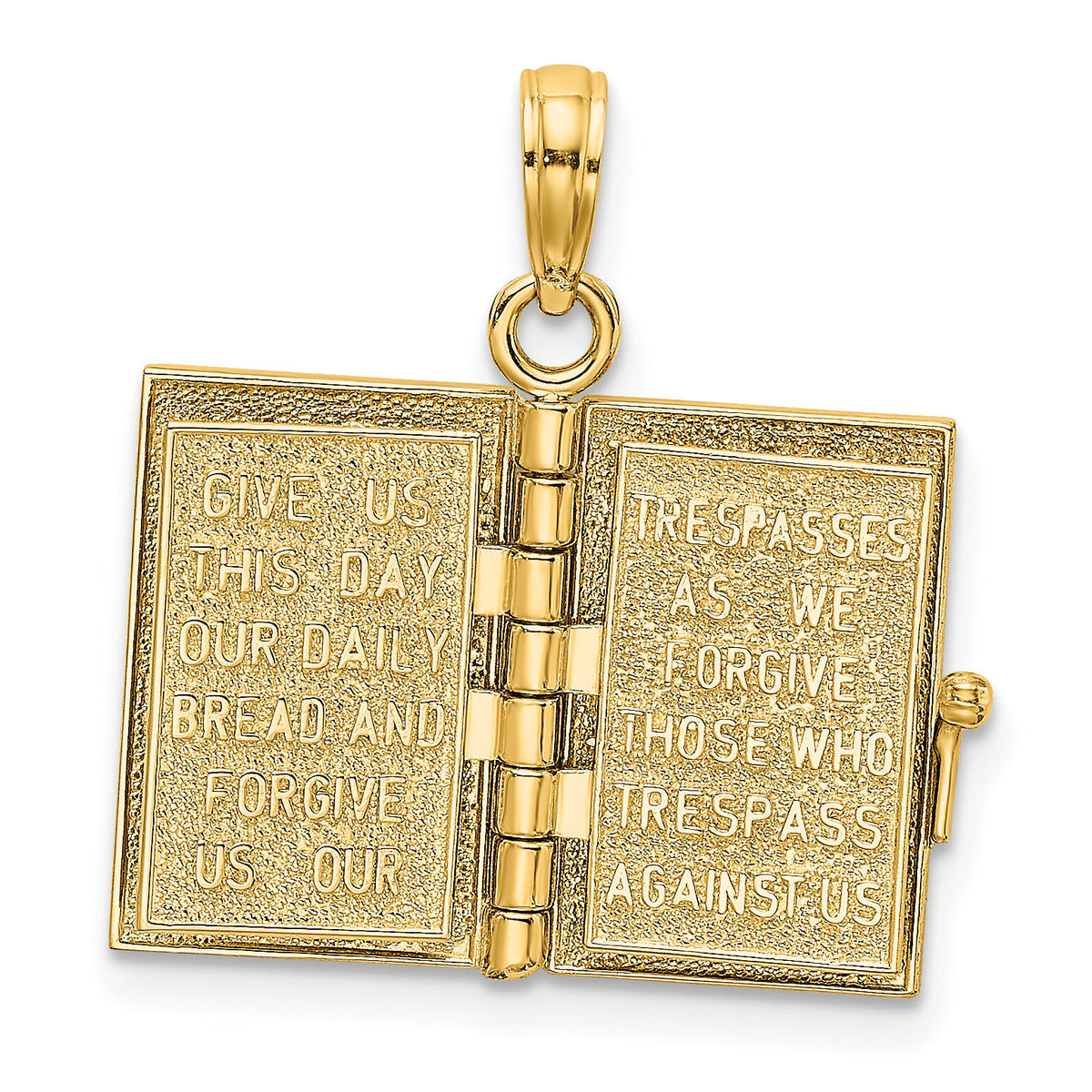 14K 3-D Moveable Pages Holy Bible w/ Lords Prayer Charm-K8323