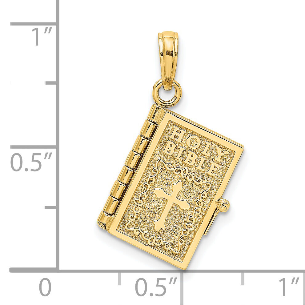 14K 3-D Moveable Pages Holy Bible w/ Lords Prayer Charm-K8323